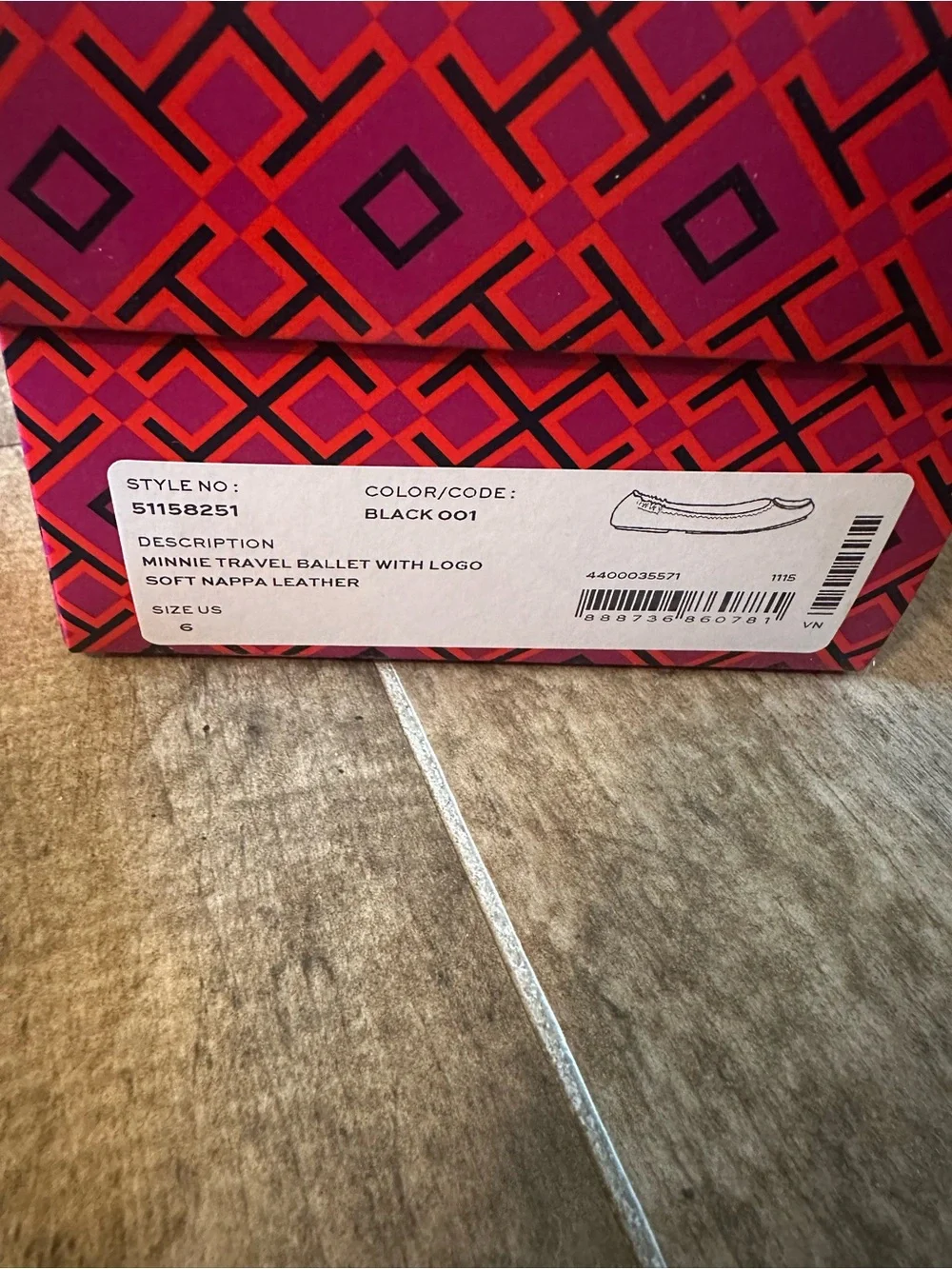Tory Burch Black Minnie Travel Leather Logo Ballet Flats